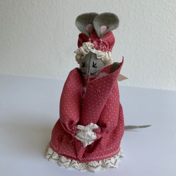 Vintage Handmade Felt Lady Country Mouse - Picture 6 of 10